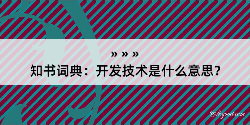 知书词典：开发技术是什么意思？