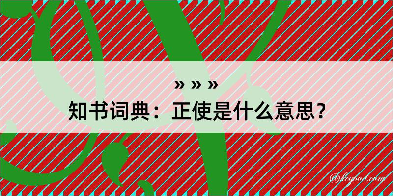 知书词典：正使是什么意思？