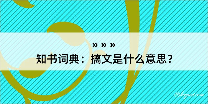 知书词典：摛文是什么意思？