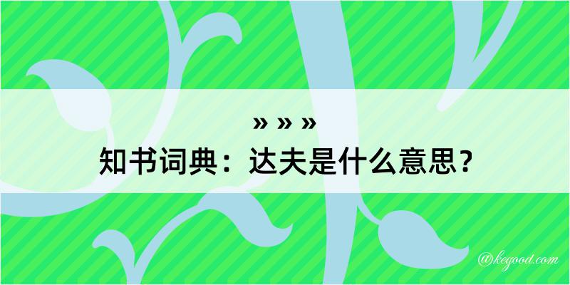 知书词典：达夫是什么意思？