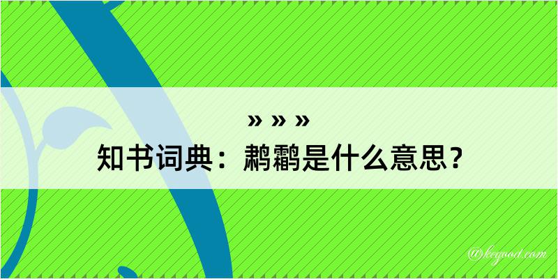 知书词典：鹔鹴是什么意思？