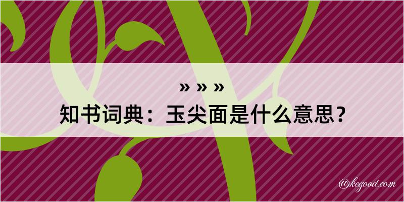 知书词典：玉尖面是什么意思？