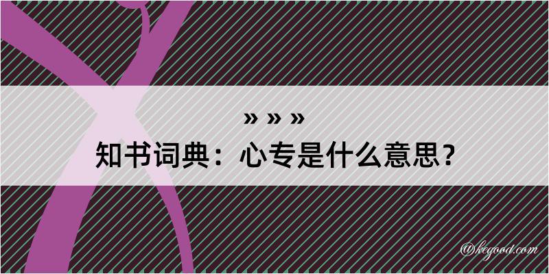 知书词典：心专是什么意思？