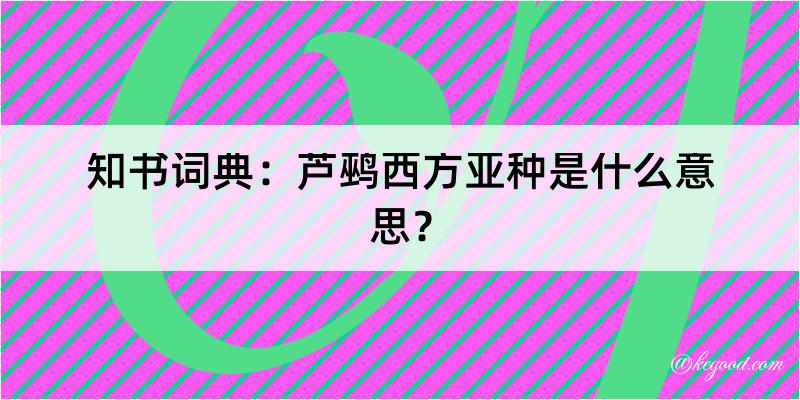 知书词典：芦鹀西方亚种是什么意思？