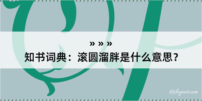 知书词典：滚圆溜胖是什么意思？