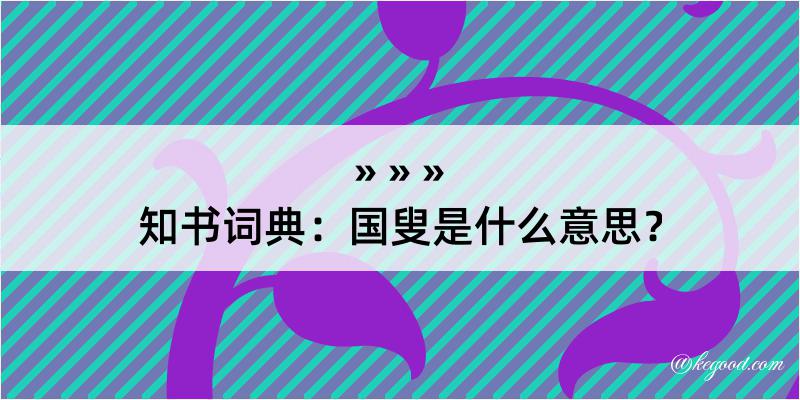 知书词典：国叟是什么意思？