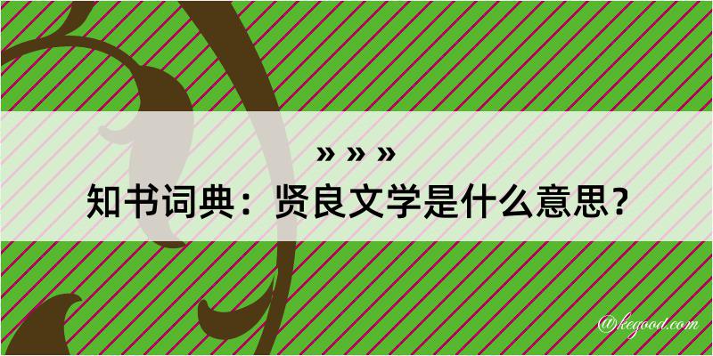 知书词典：贤良文学是什么意思？