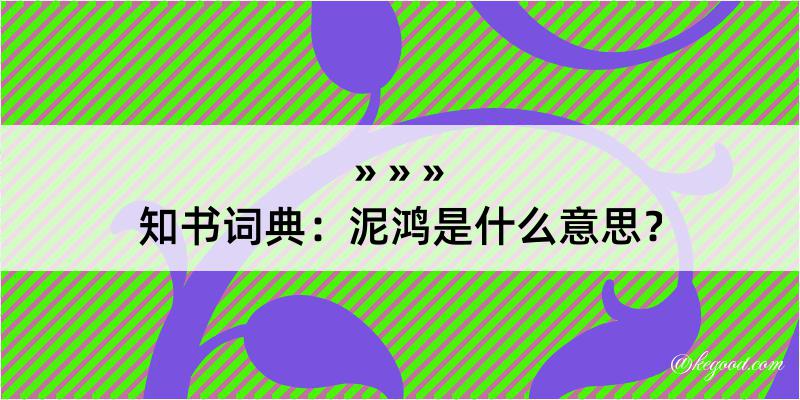 知书词典：泥鸿是什么意思？