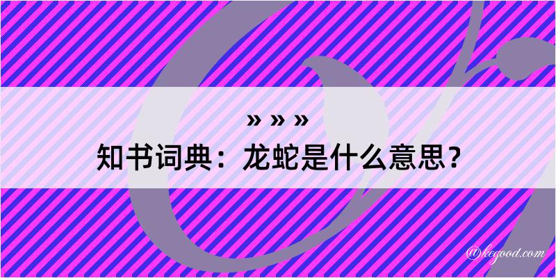 知书词典：龙蛇是什么意思？