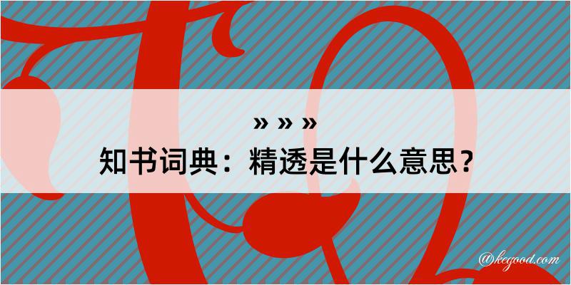 知书词典：精透是什么意思？