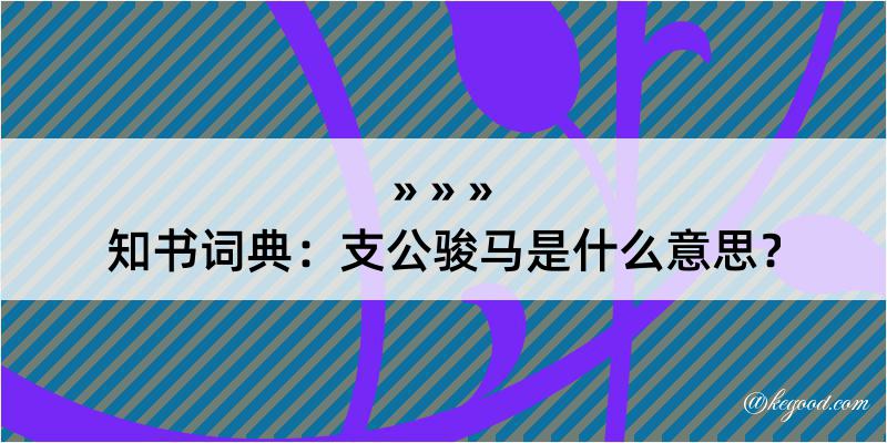 知书词典：支公骏马是什么意思？