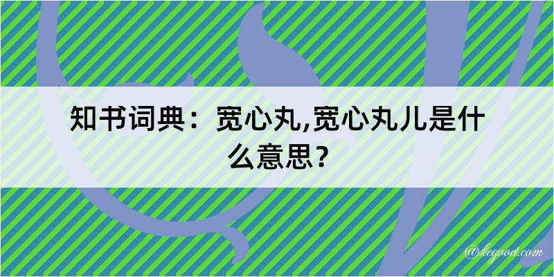 知书词典：宽心丸,宽心丸儿是什么意思？