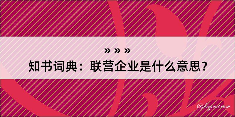 知书词典：联营企业是什么意思？