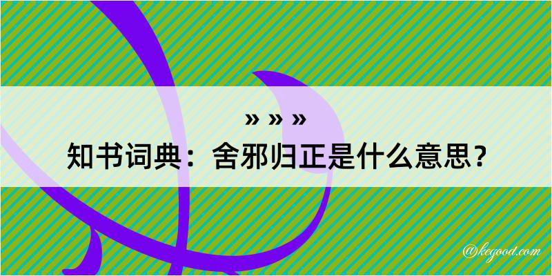 知书词典：舍邪归正是什么意思？