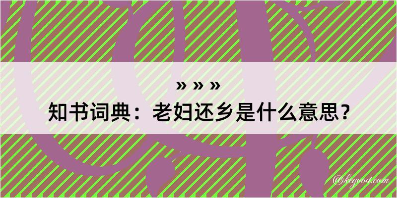 知书词典：老妇还乡是什么意思？