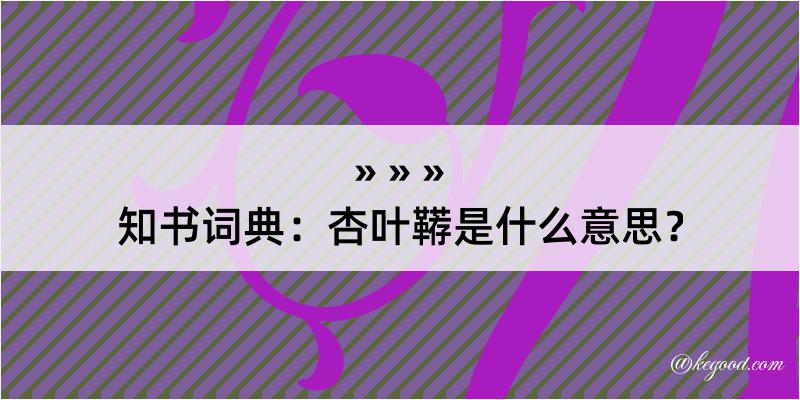 知书词典：杏叶鞯是什么意思？