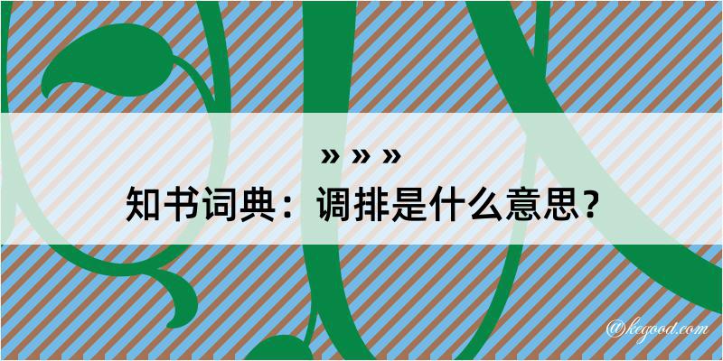 知书词典：调排是什么意思？