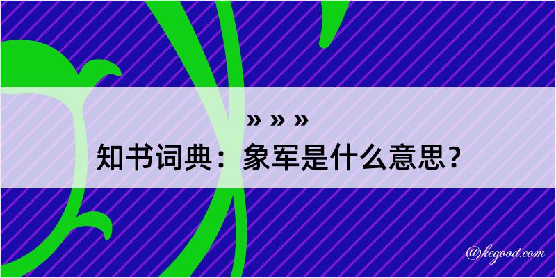 知书词典：象军是什么意思？