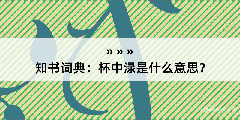 知书词典：杯中渌是什么意思？