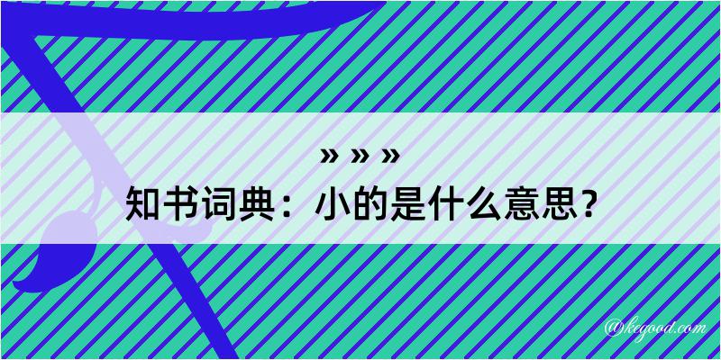 知书词典：小的是什么意思？