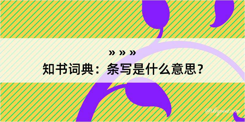 知书词典：条写是什么意思？