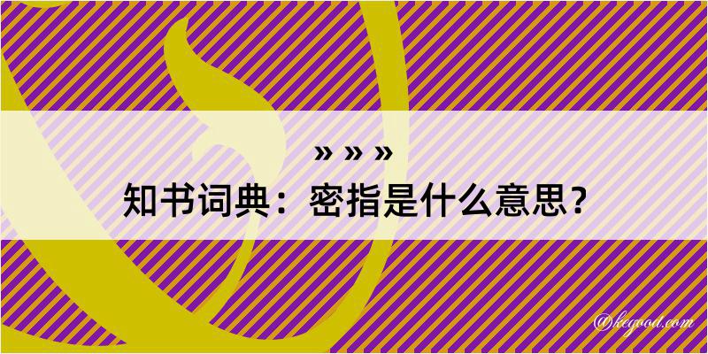 知书词典：密指是什么意思？