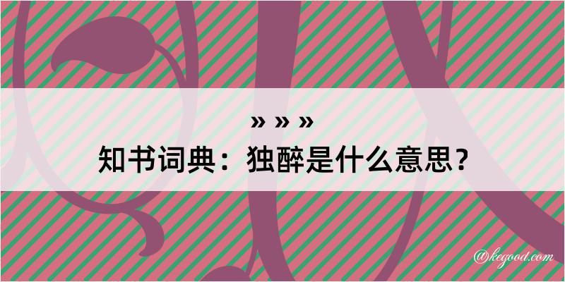 知书词典：独醉是什么意思？