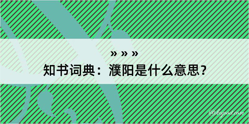 知书词典：濮阳是什么意思？