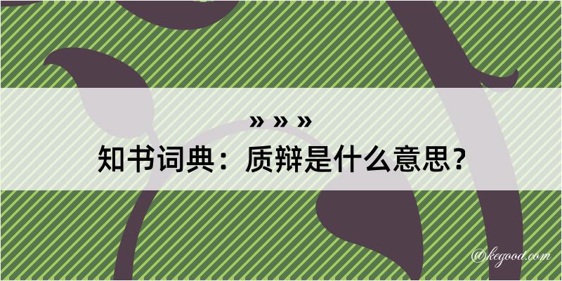 知书词典：质辩是什么意思？