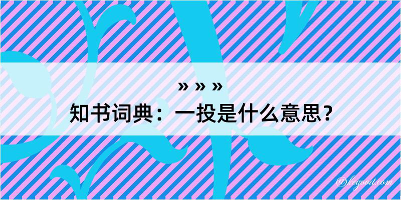 知书词典：一投是什么意思？