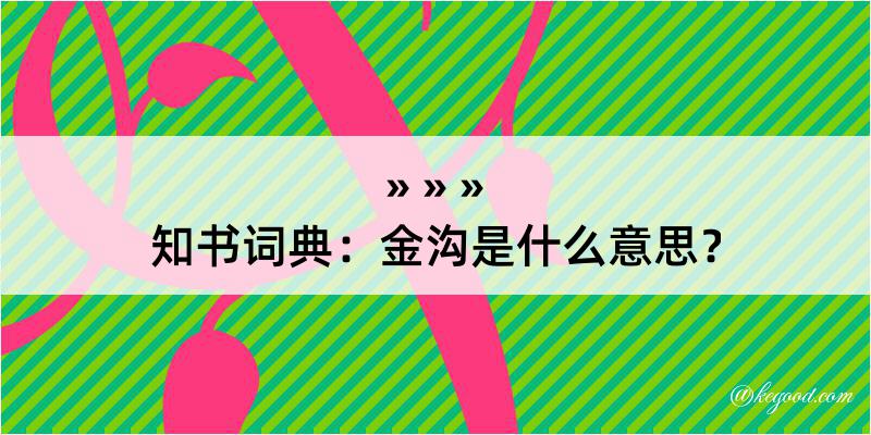 知书词典：金沟是什么意思？