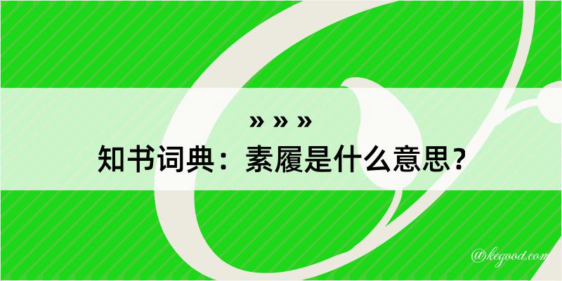 知书词典：素履是什么意思？