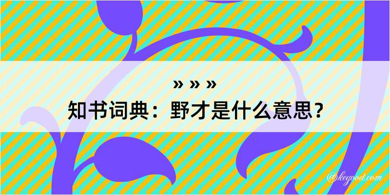 知书词典：野才是什么意思？