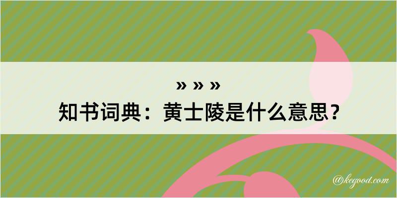 知书词典：黄士陵是什么意思？