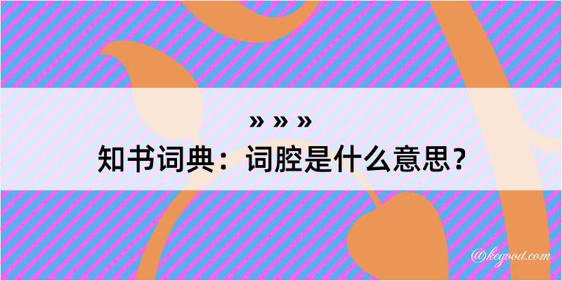 知书词典：词腔是什么意思？