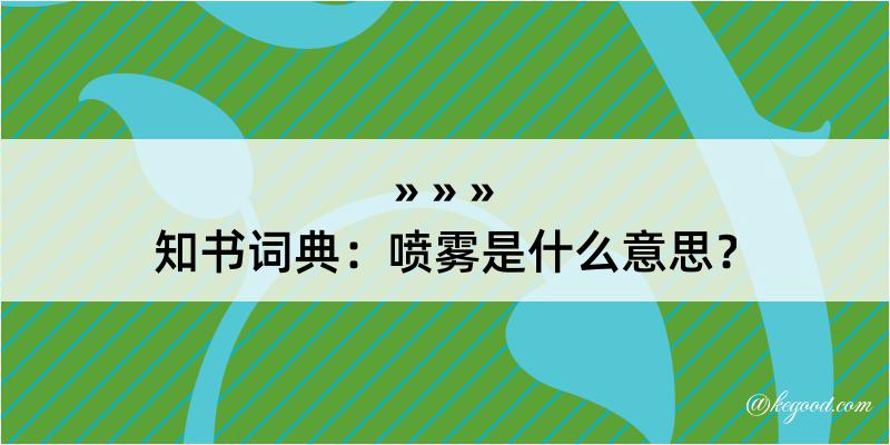 知书词典：喷雾是什么意思？