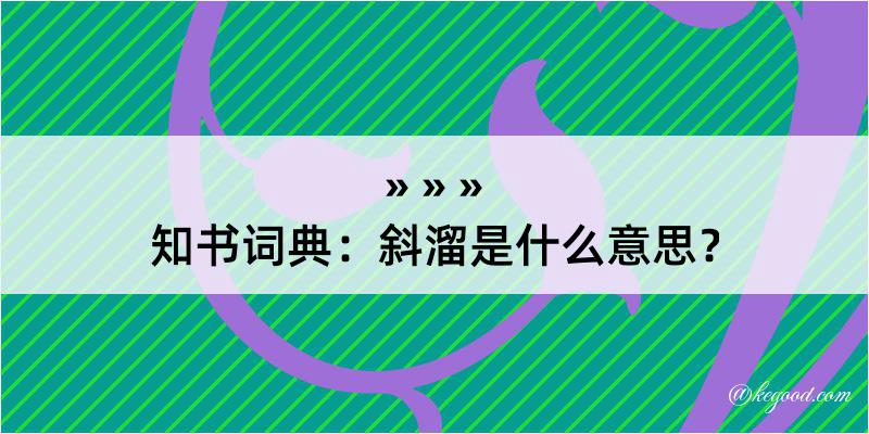 知书词典：斜溜是什么意思？