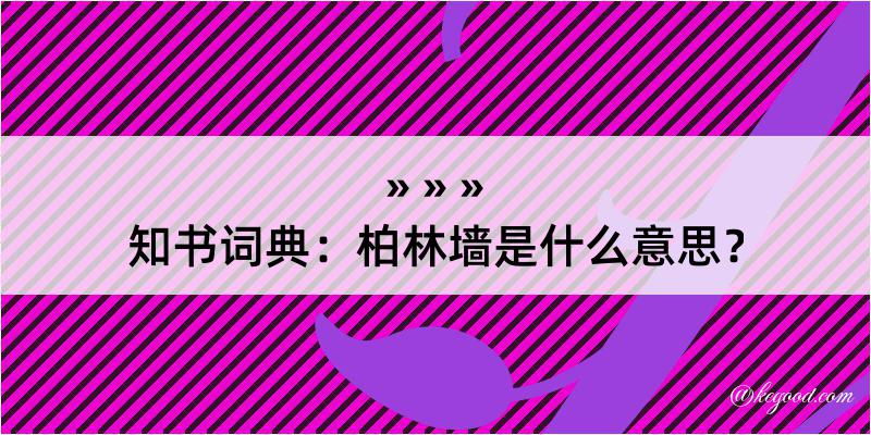 知书词典：柏林墙是什么意思？