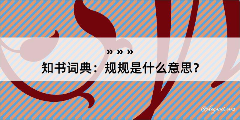 知书词典：规规是什么意思？