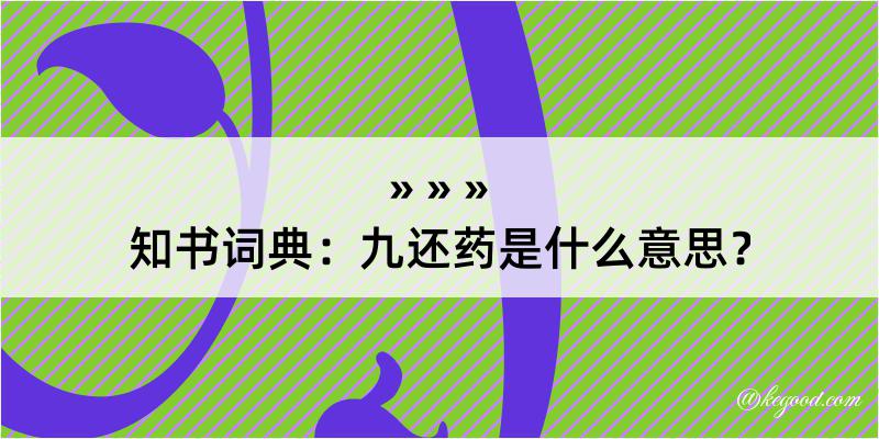 知书词典：九还药是什么意思？