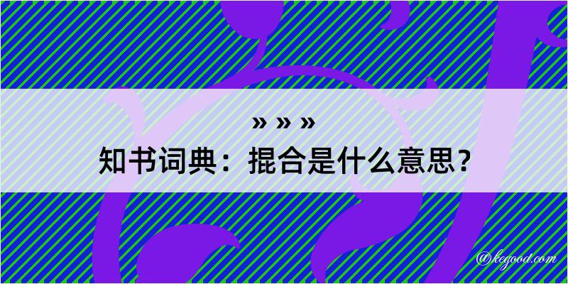 知书词典：掍合是什么意思？