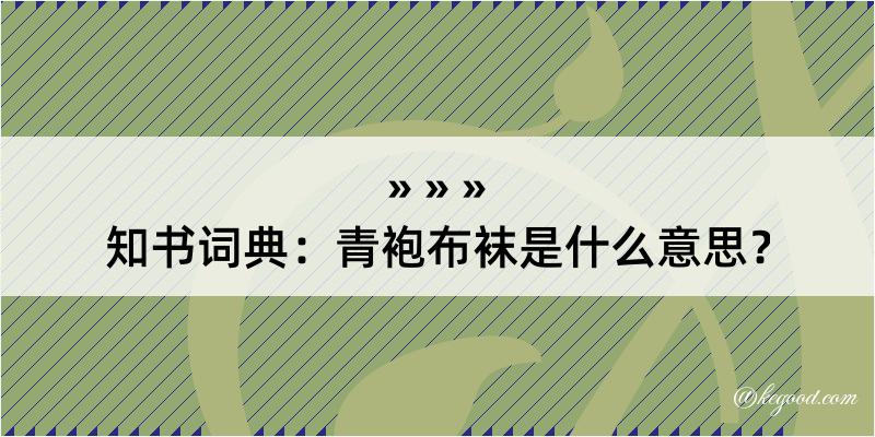 知书词典：青袍布袜是什么意思？