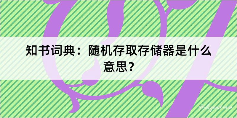 知书词典：随机存取存储器是什么意思？