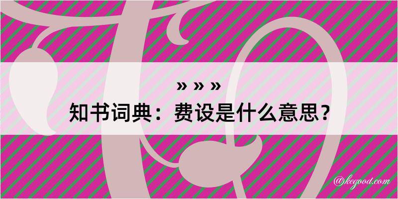 知书词典：费设是什么意思？