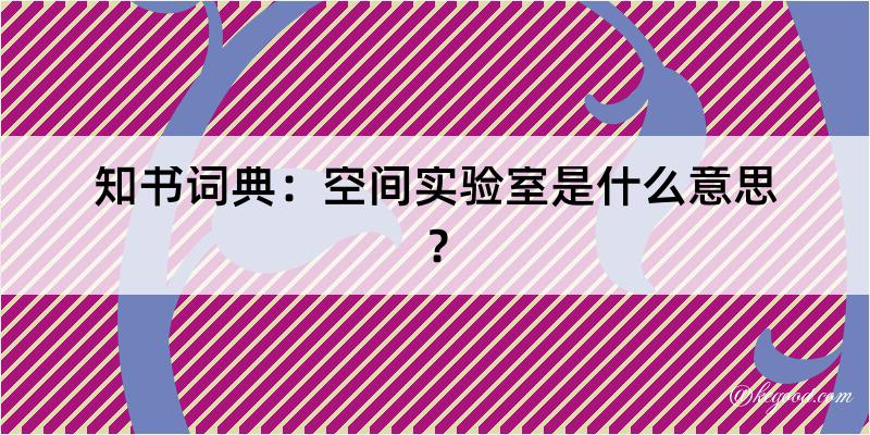 知书词典：空间实验室是什么意思？