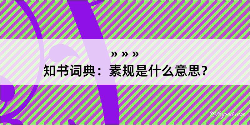 知书词典：素规是什么意思？