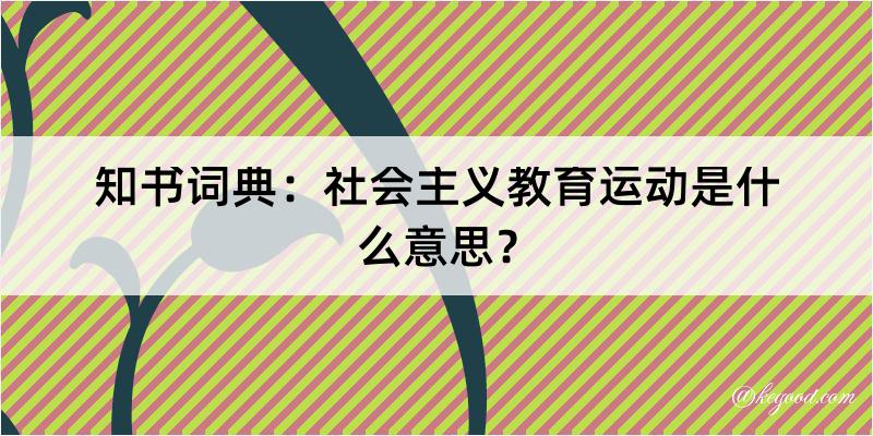 知书词典：社会主义教育运动是什么意思？