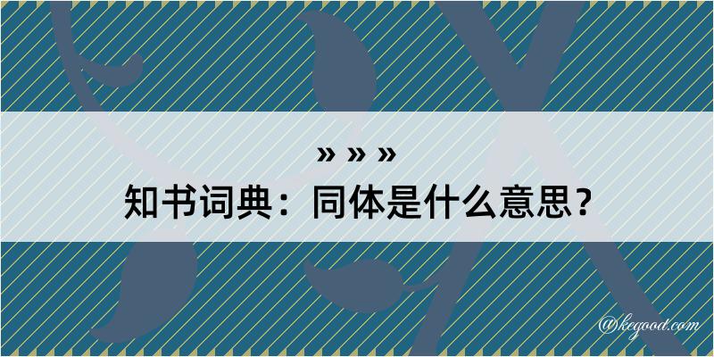 知书词典：同体是什么意思？