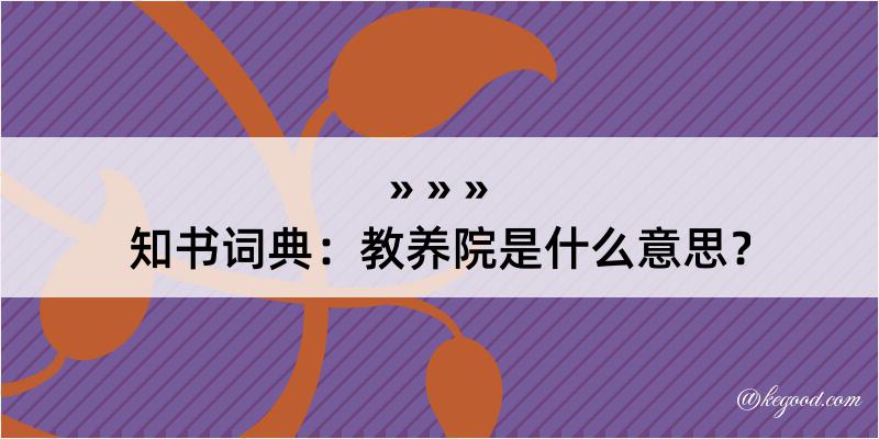 知书词典：教养院是什么意思？