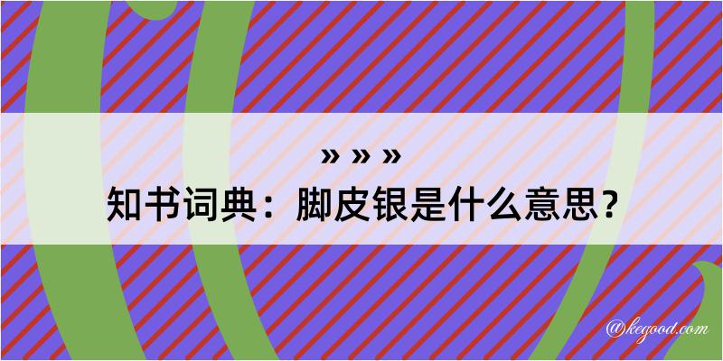 知书词典：脚皮银是什么意思？